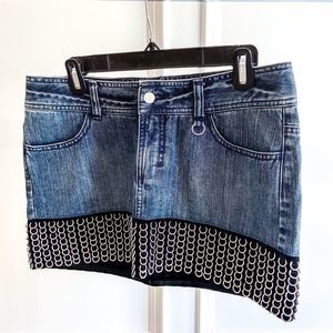 VINTAGE Chain Link Denim Mini Skirt